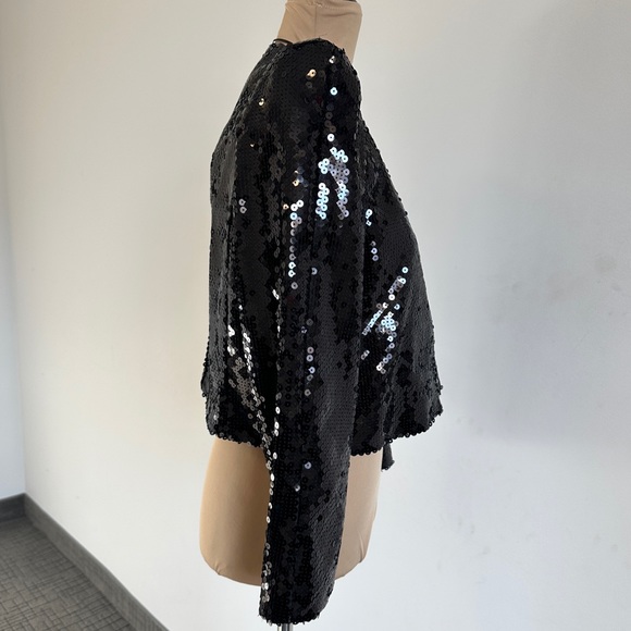 NWT Zara Limited Edition Shoulder Pad Sequinned Crop Jacket - Picture 9 of 17